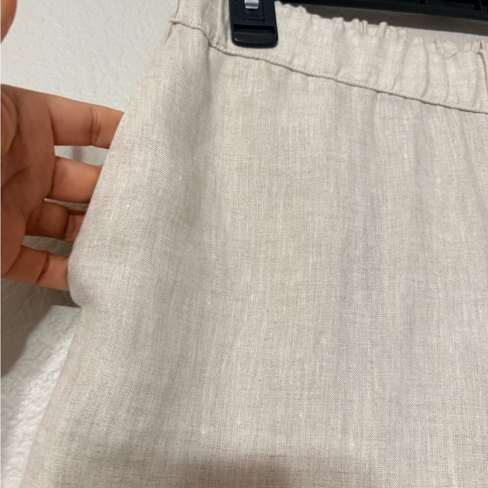 WHYCI Milano Casual Neutral Beige Linen Wide-Leg Pull On Pants w Pockets - Picture 3 of 10